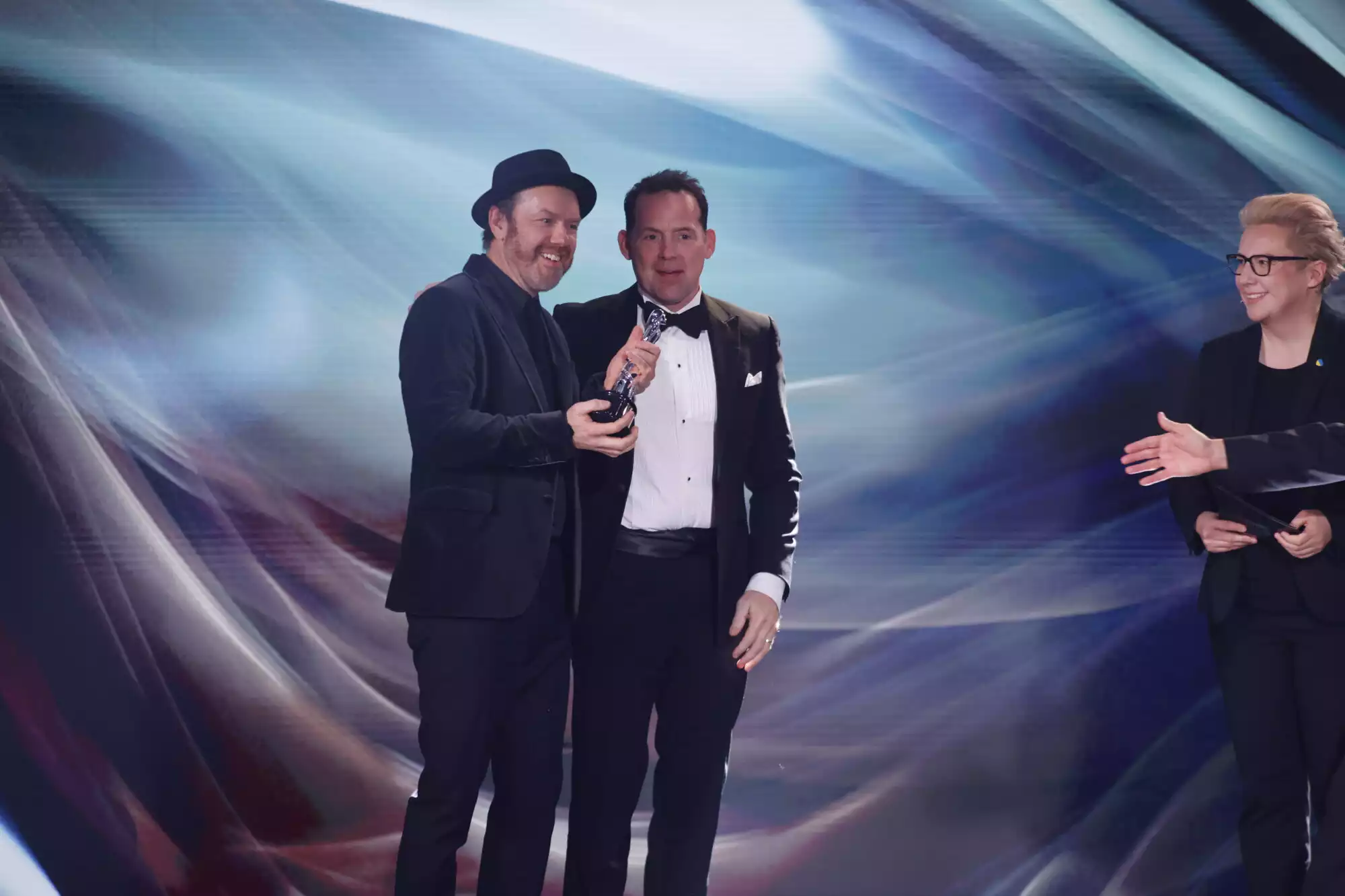 Tarn Willers and Johnnie Burn (Picture: BERLIN, GERMANY - DECEMBER 9: Tarn Willers and Johnnie Burn during the 36th European Film Awards ceremony at ARENA Berlin on December 9, 2023, in Berlin, Germany. (Photo by: Sebastian Gabsch))